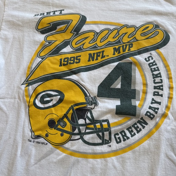 Green Bay Packers Shirt Mens M Brett Favre Starter White Vintage 90s - Picture 5 of 9